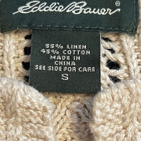 Eddie Bauer‎ beige cardigan sweater 55% linen, size small - Picture 4 of 15